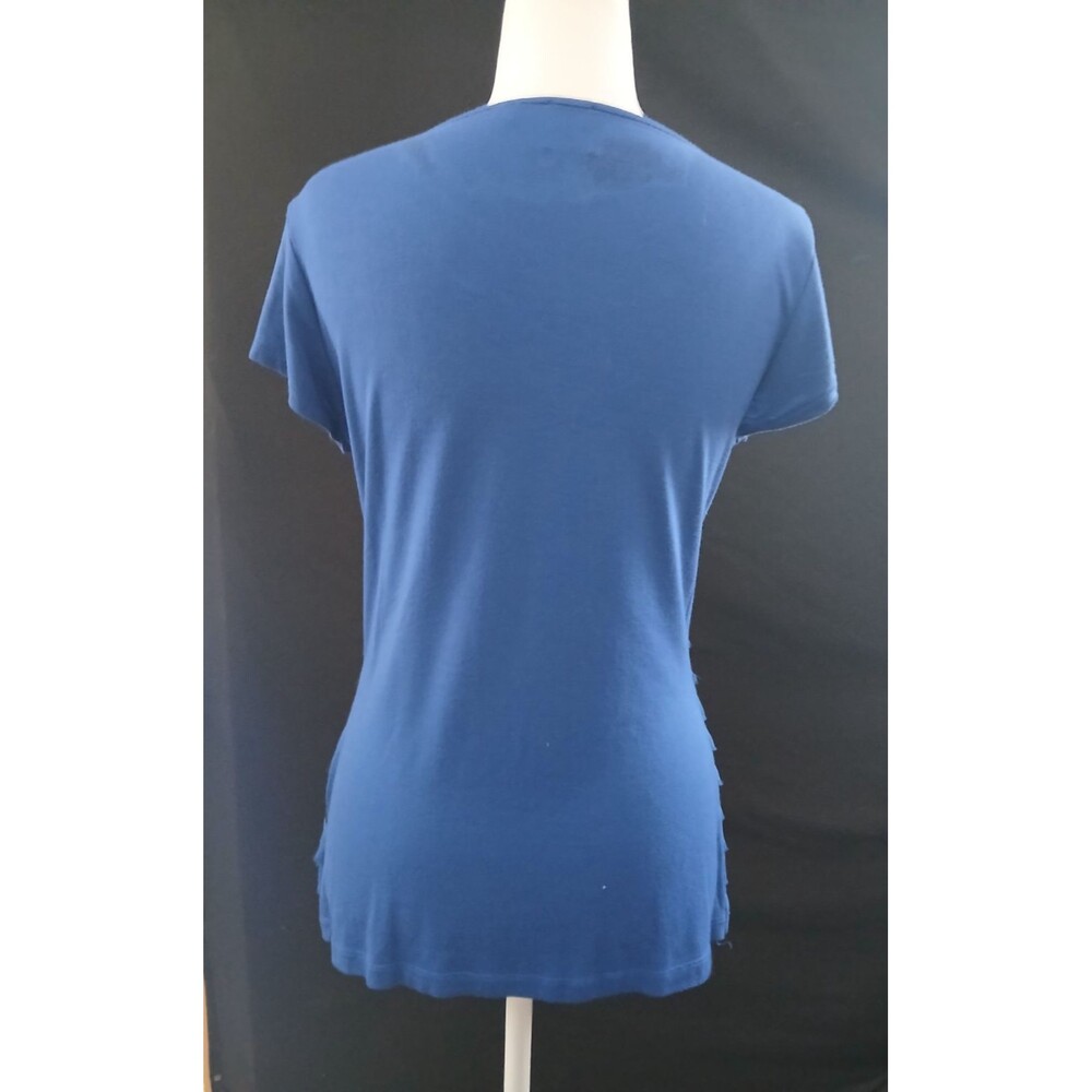 Black Saks Fifth Ave Blue/Black Short Sleeve Blouse Small - Picture 4 of 8